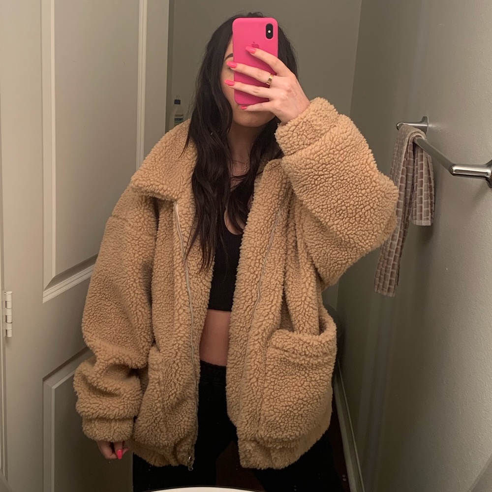 I AM GIA tan pixie coat